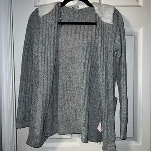 Grey Hooded Cardigan